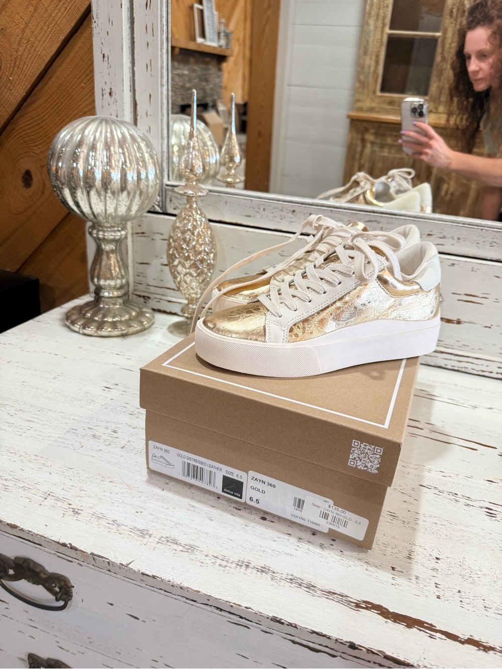 Dolce Vita Gold Metallic Platform Sneakers with Cream Accents